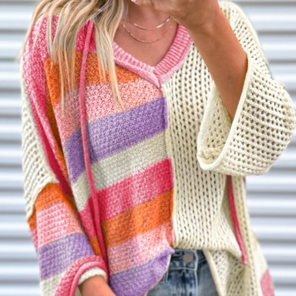 Colorful Striped Knit Sweater - Picture 1 of 1